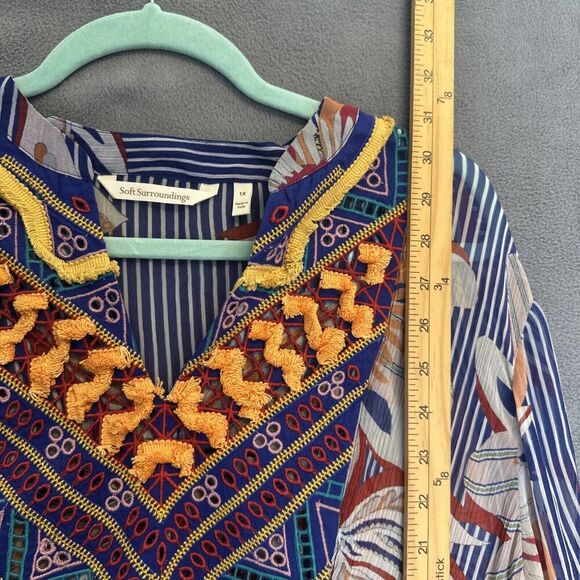 Soft Surroundings Tory Tunic Top Floral Embroidered Sheer Plus Size 1X Boho Art - Picture 8 of 10